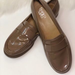 Franco Sarto Grey Patent Leather Loafers